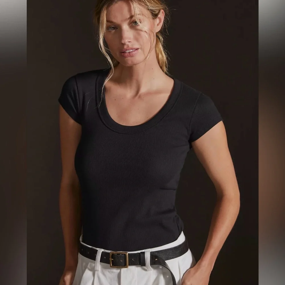 Pilcro Slim Scoop Neck Tee - Picture 1 of 4